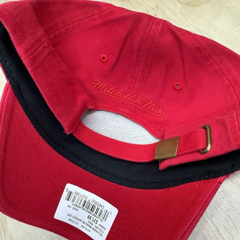 New Mitchell Ness Blank Basic Dad Hat Cap Red Adj… - image 5